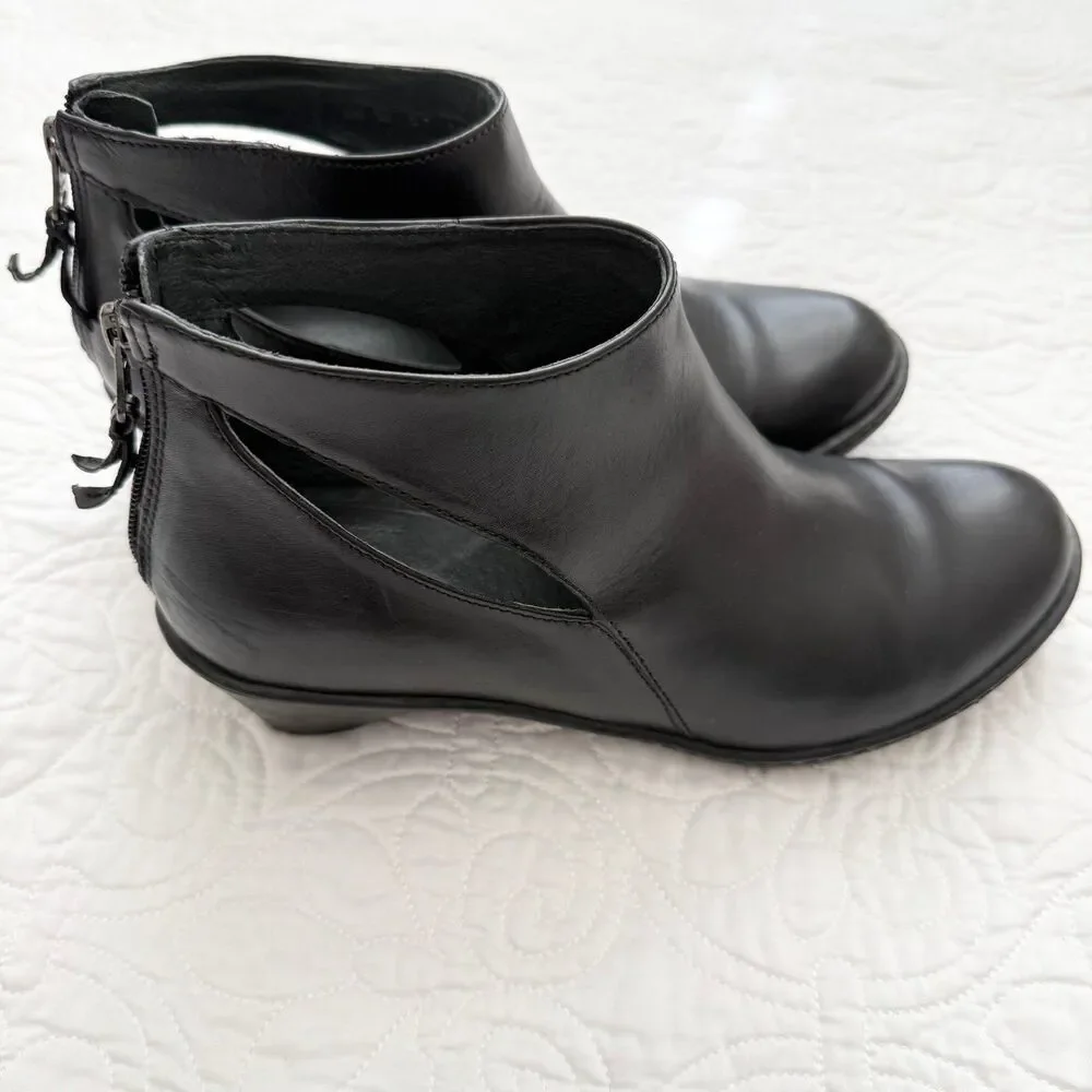 Dansko Black Leather Cutout Ankle Booties - Picture 2 of 9